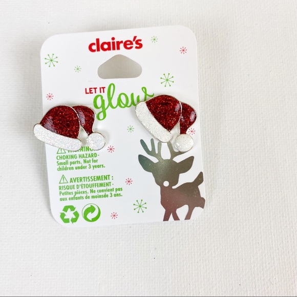 💕Claire’s Christmas Earrings Santa Hat Studs - Picture 1 of 2